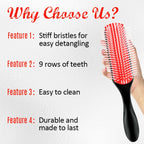 5 Piece Hair Detangling Comb and Styling Brush Set for Curly Hair