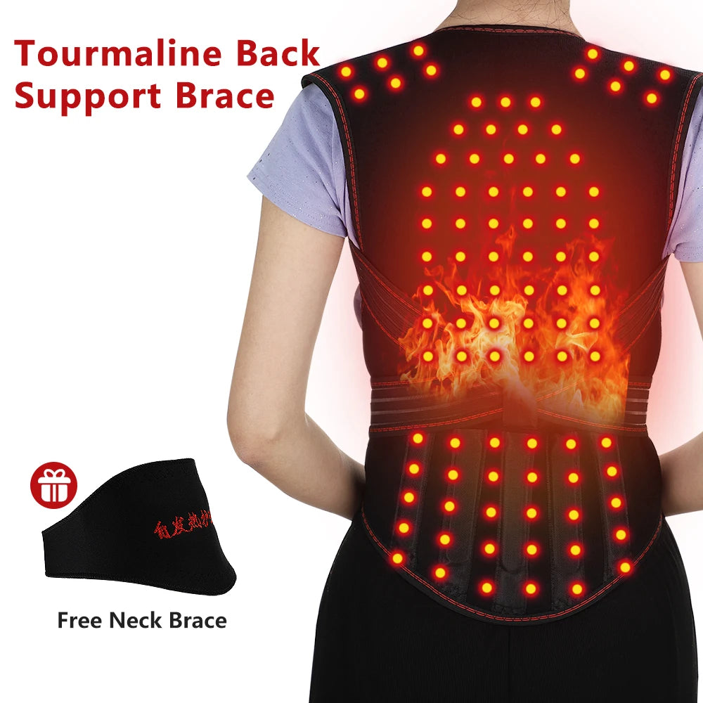 Self-Heating Magnetic Back and Shoulder Support Brace