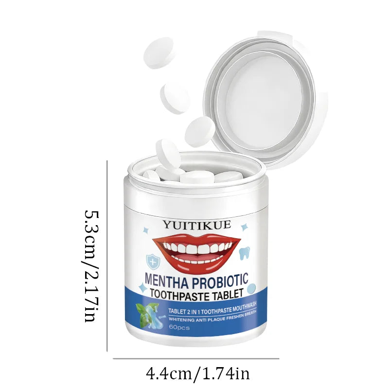 Yuitikue Probiotic Toothpaste Tablets 2-in-1 Teeth Whitening Mouthwash