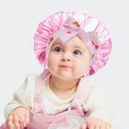 Kids Satin Sleep Bonnet With Bow Tie Adjustable Hair Care Night Cap