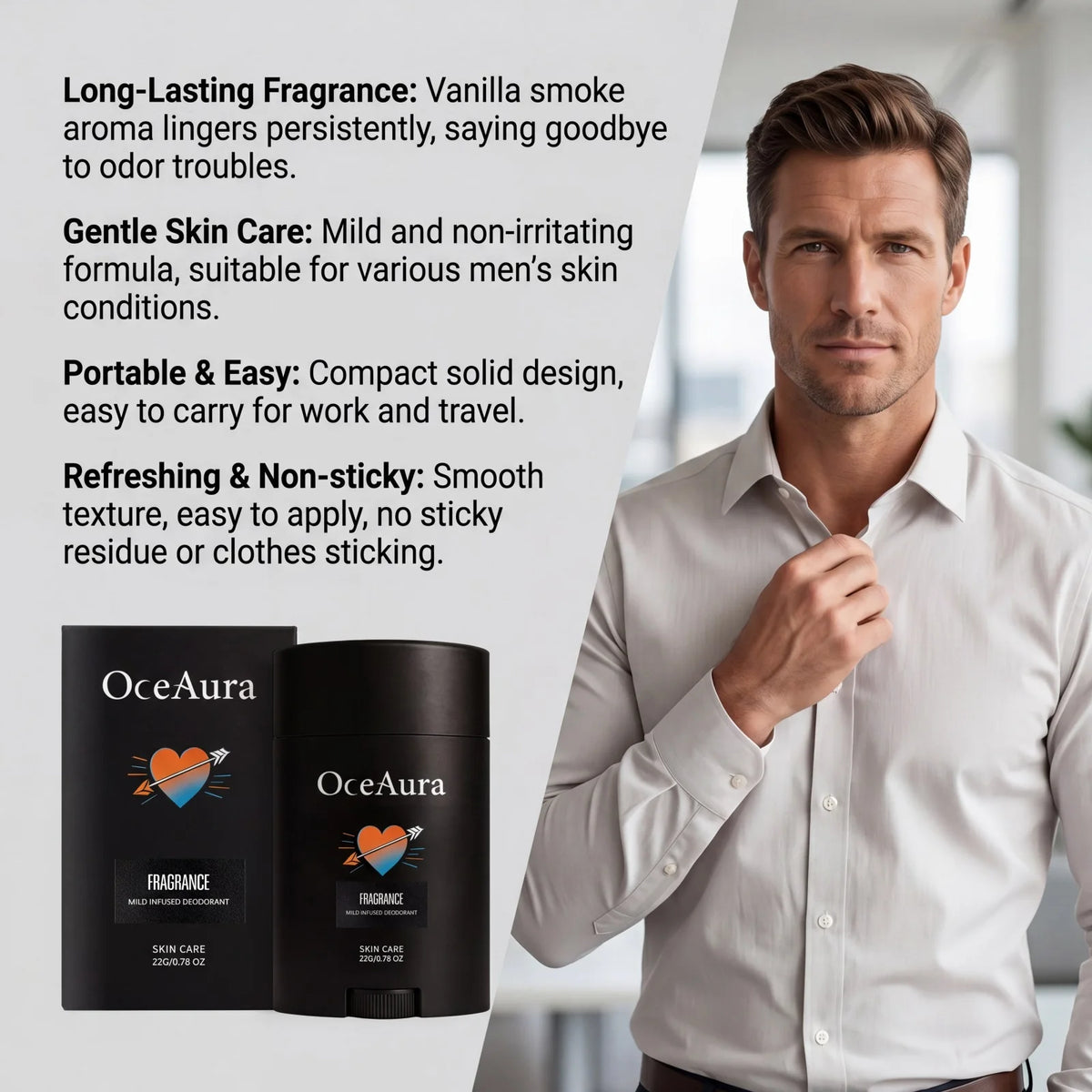 Long-Lasting Men's Deodorant Stick for Odor Control