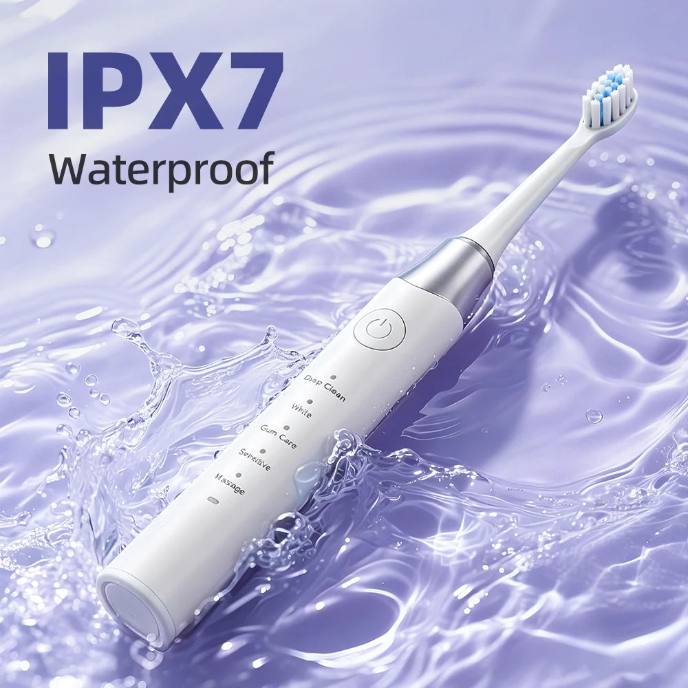 Rechargeable Electric Sonic Toothbrush with 5 Modes and Smart Timer