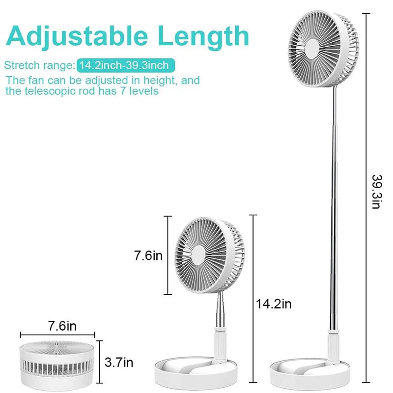 Portable Foldable USB Rechargeable Cooling Fan with Remote Control