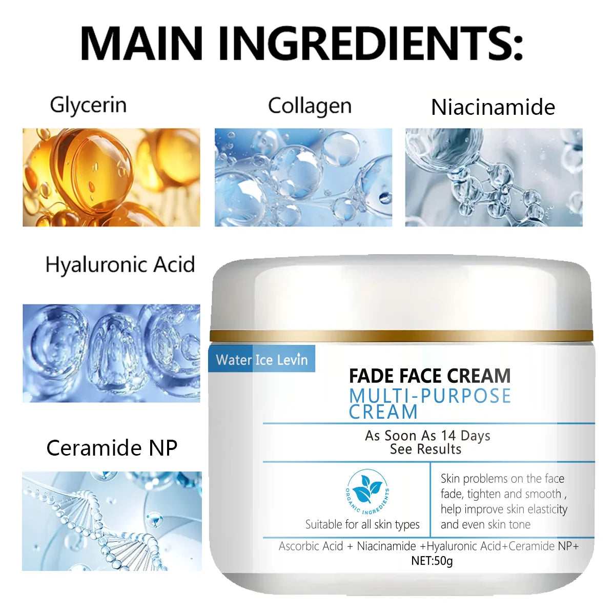 Water Ice Levin Anti Aging Face Cream Moisturizing Dark Circle Remover - 5