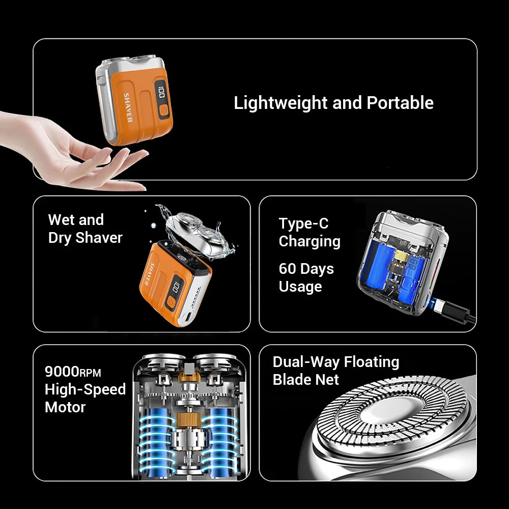Portable Mini Electric Shaver with Digital Display