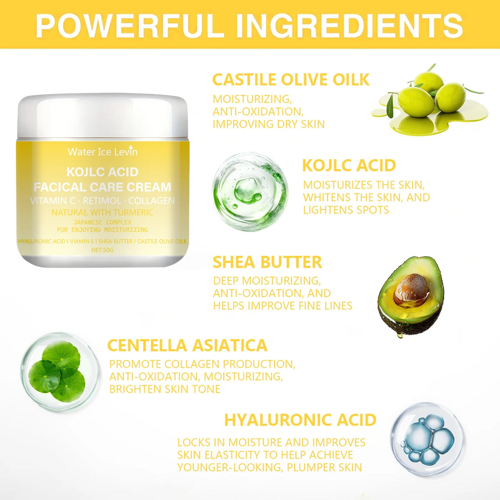 Water Ice Levin Kojic Acid Brightening Cream Vitamin C Retinol Moisturizer
