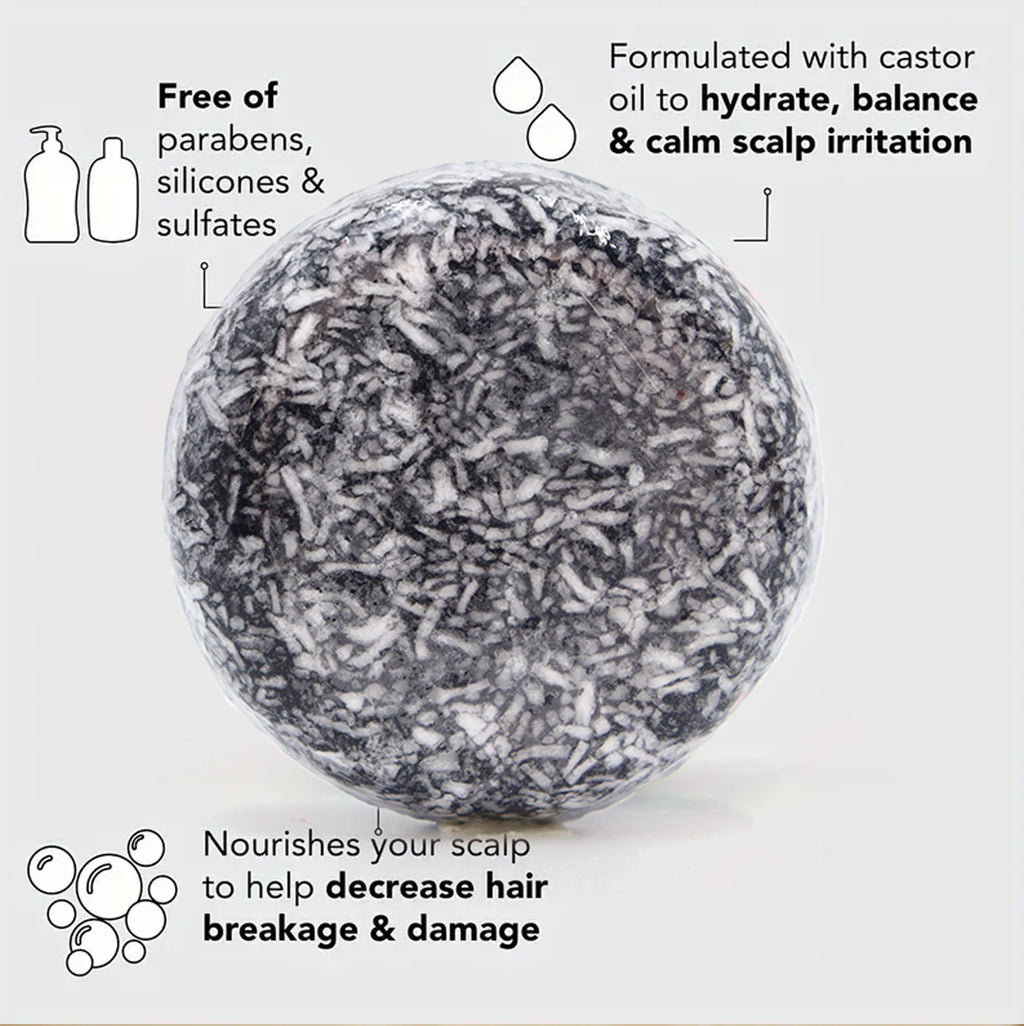 Yurhersu Black Castor Oil Shampoo Bar 2-in-1 Hair Cleanser 60g