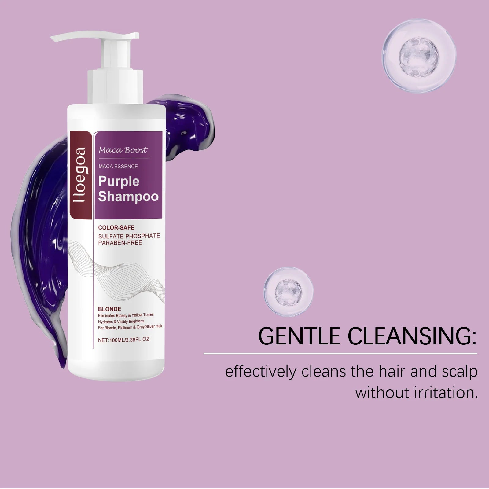 Maca Essence Purple Shampoo for Blonde Gray and Silver Hair 100ml