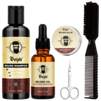 Beard Growth Care Kit with Shampoo Conditioning Oil and Grooming Tools