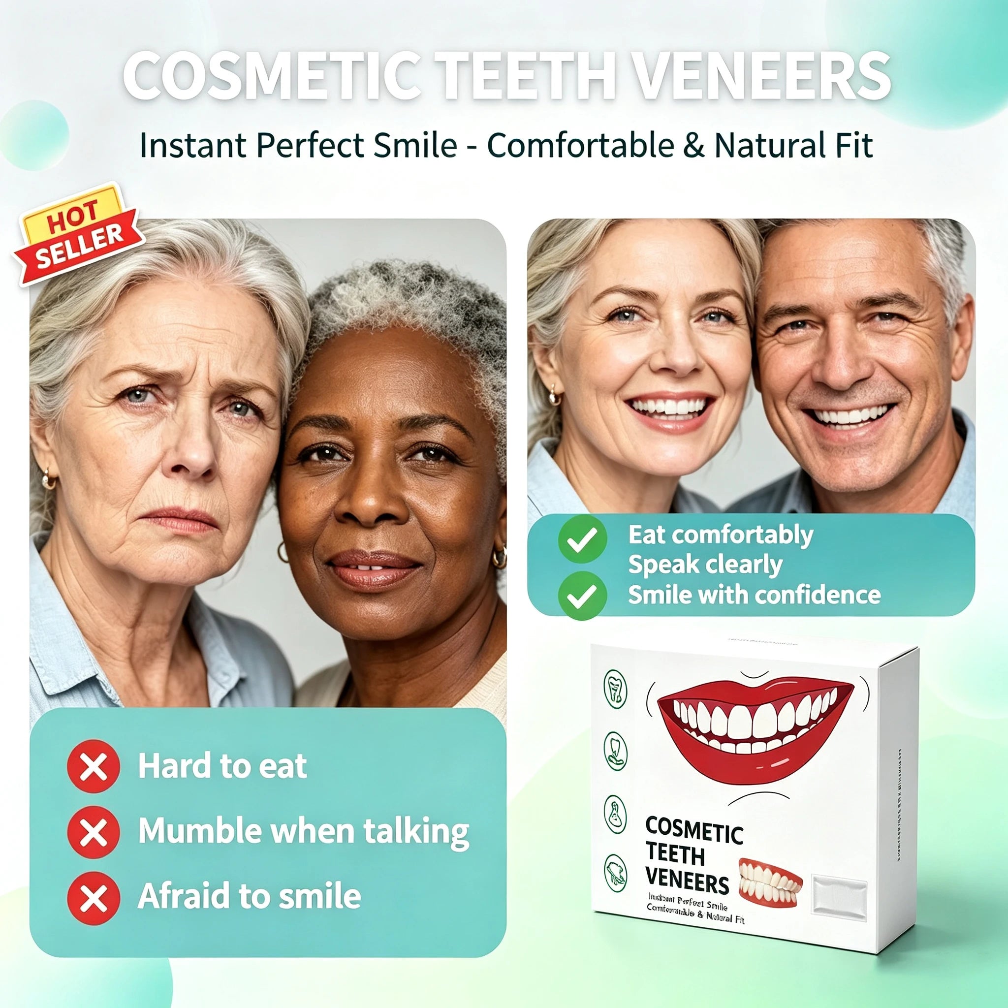 Comfortable Fit Silicone Denture Set with Storage Case - 2
