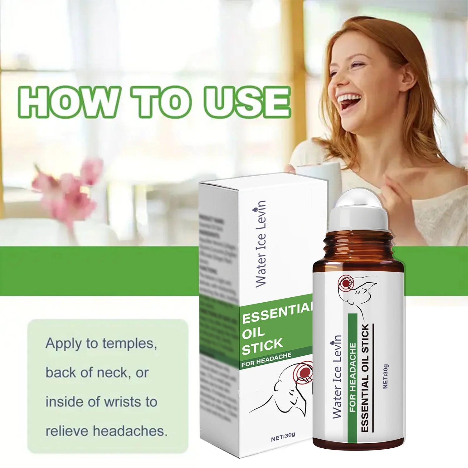 Natural Ginger Headache Relief Roll On Portable Aromatherapy Stick - 4