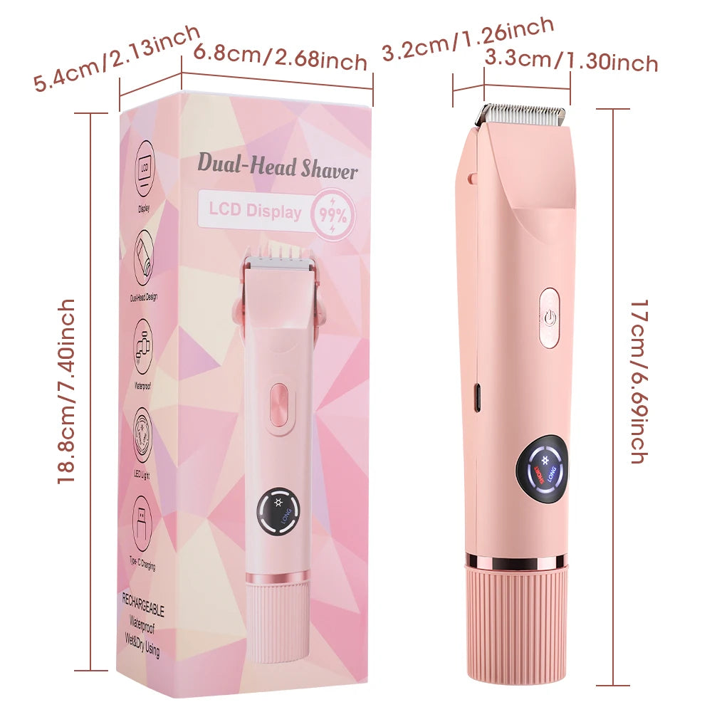 Waterproof Dual-Head Electric Body Shaver for Women