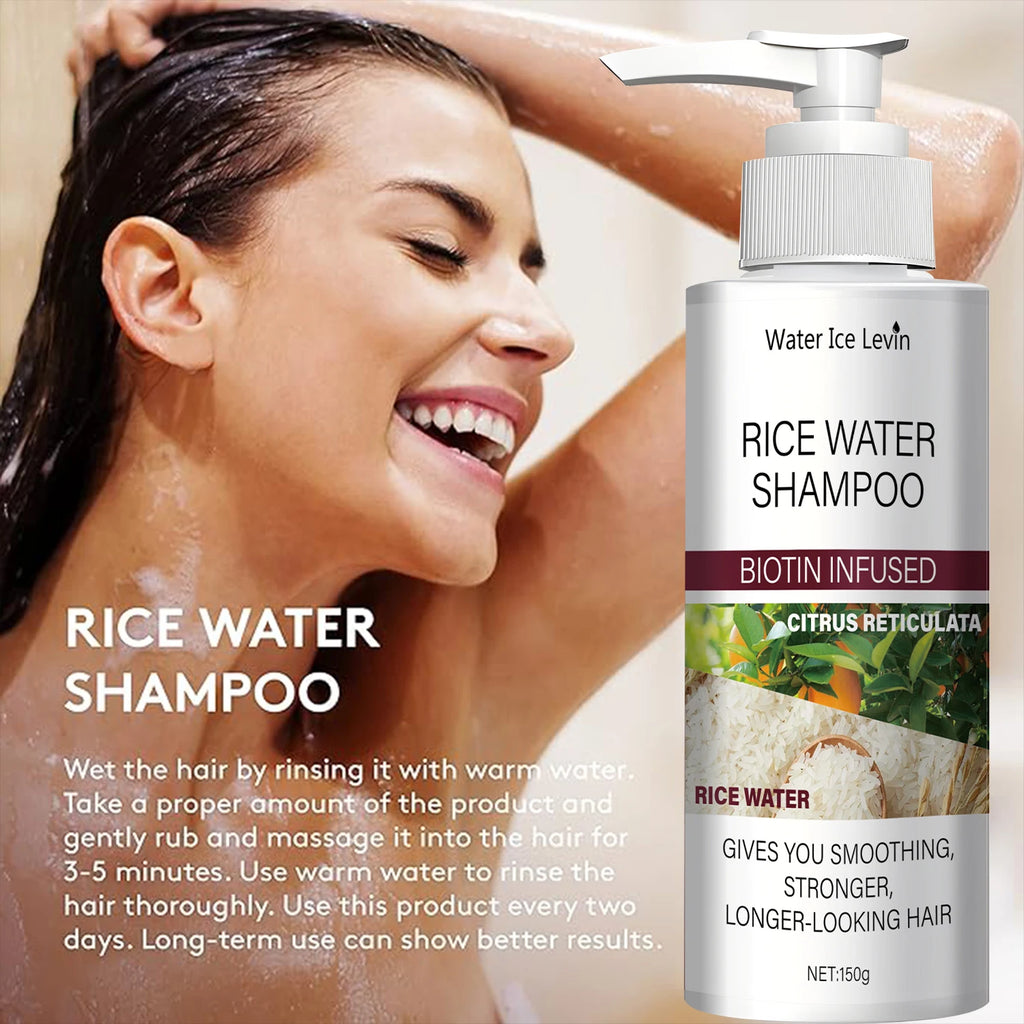 Rice Water Shampoo with Biotin and Keratin for Hair Strengthening
