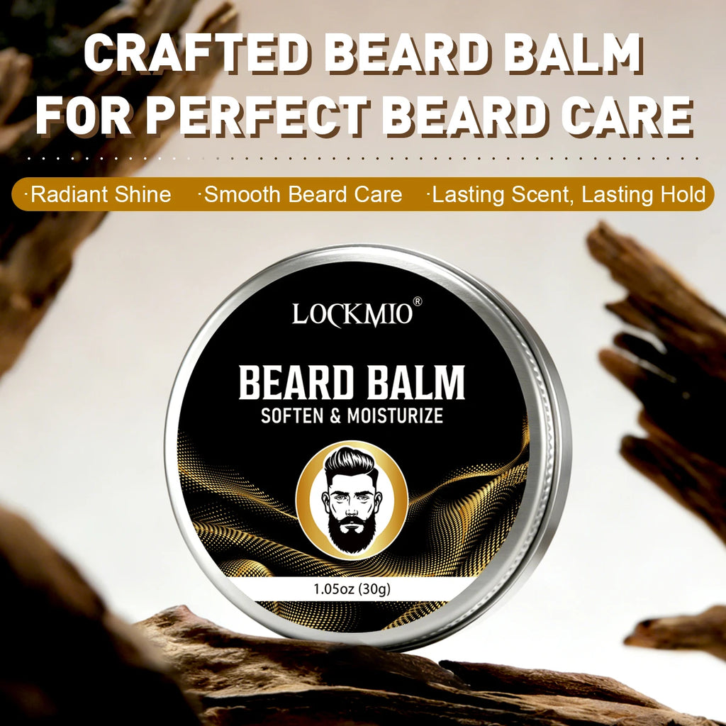 LOCKMIO Beard Care Kit Men Grooming Set Oil Balm and Styling Tools