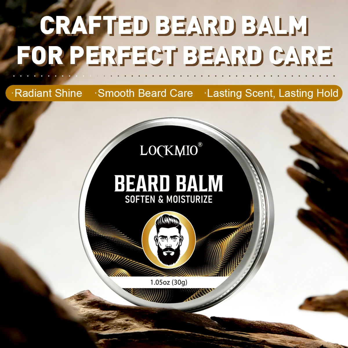 LOCKMIO Beard Growth Oil Balm and Brush Grooming Kit for Men