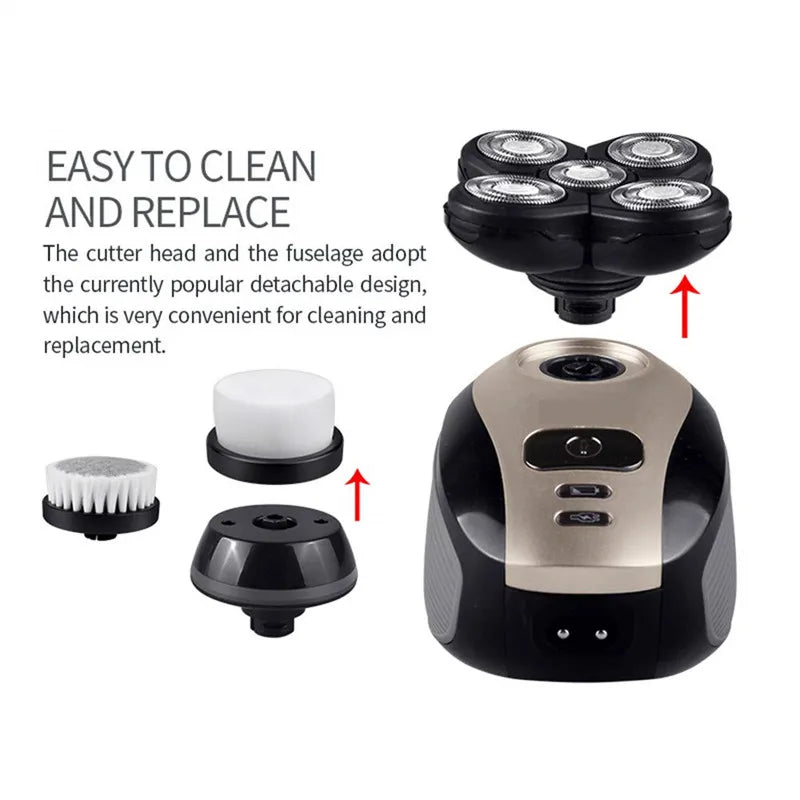 5 in 1 Electric Rotary Shaver Waterproof Beard Trimmer and Grooming Kit