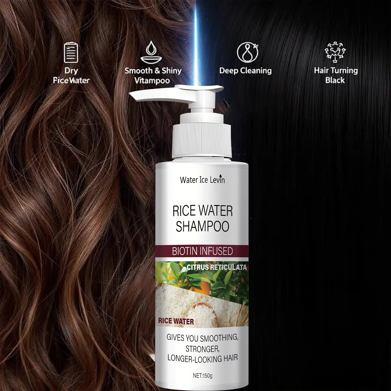 Rice Water Shampoo with Biotin and Keratin for Hair Strengthening
