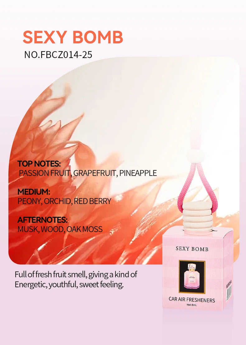 Pink Car Air Freshener Hanging Perfume Diffuser Set 4 Pack