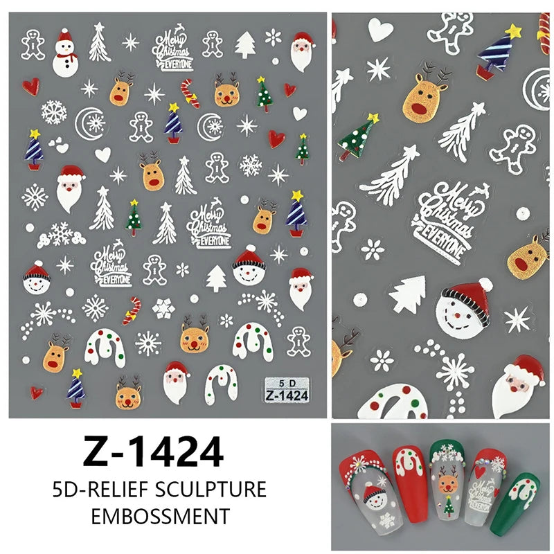 3D Christmas Cartoon Nail Art Stickers