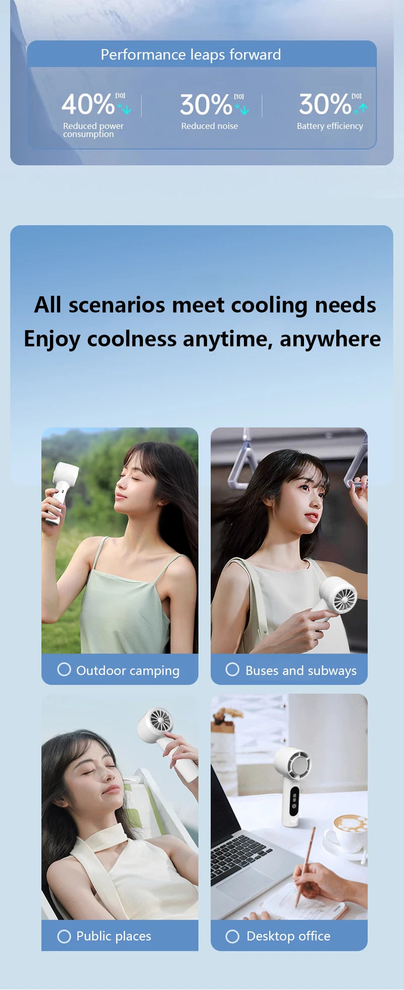 Rechargeable Ice Cooling Handheld Fan for Travel