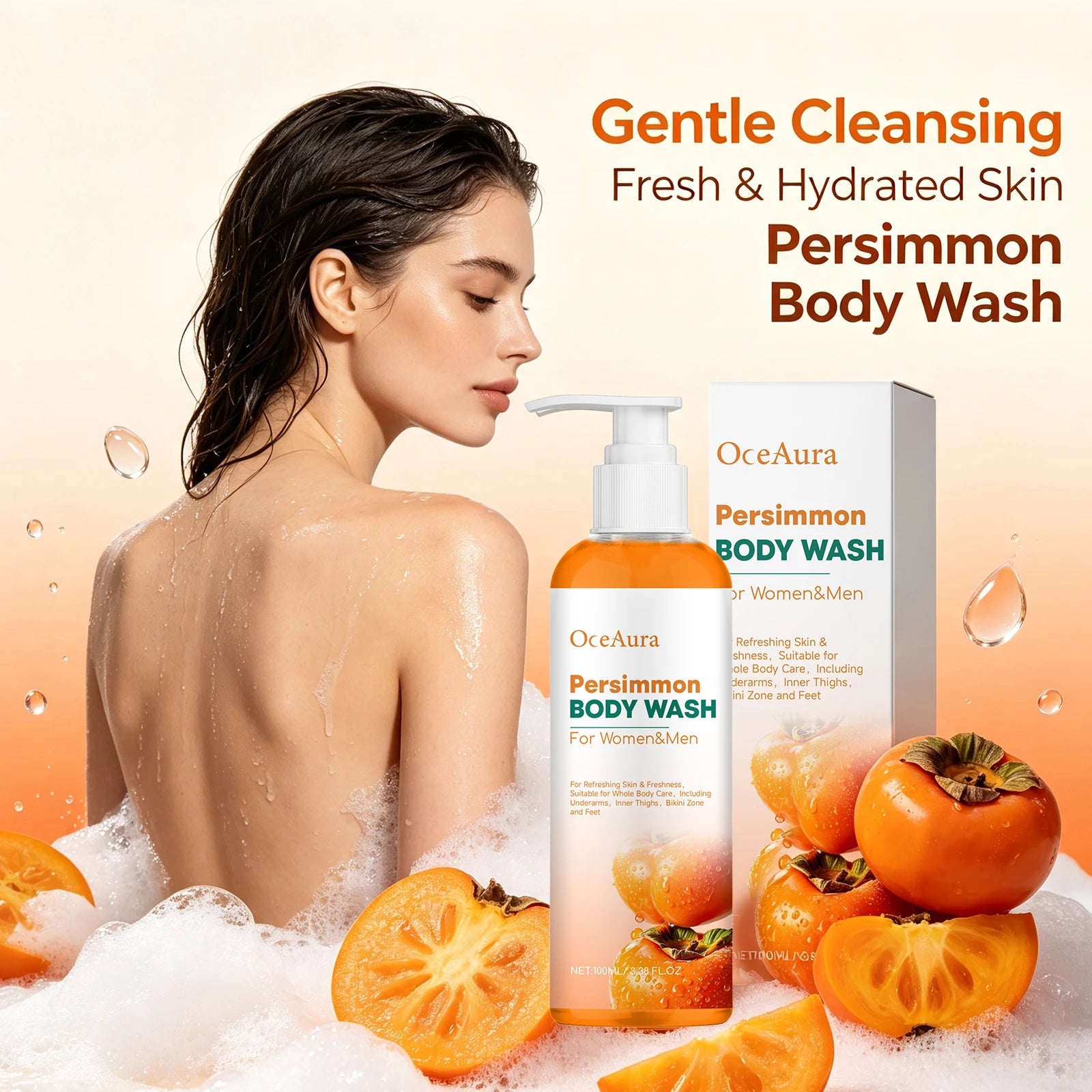 Natural Persimmon Odor Eliminating Body Wash for Men and Women - 1