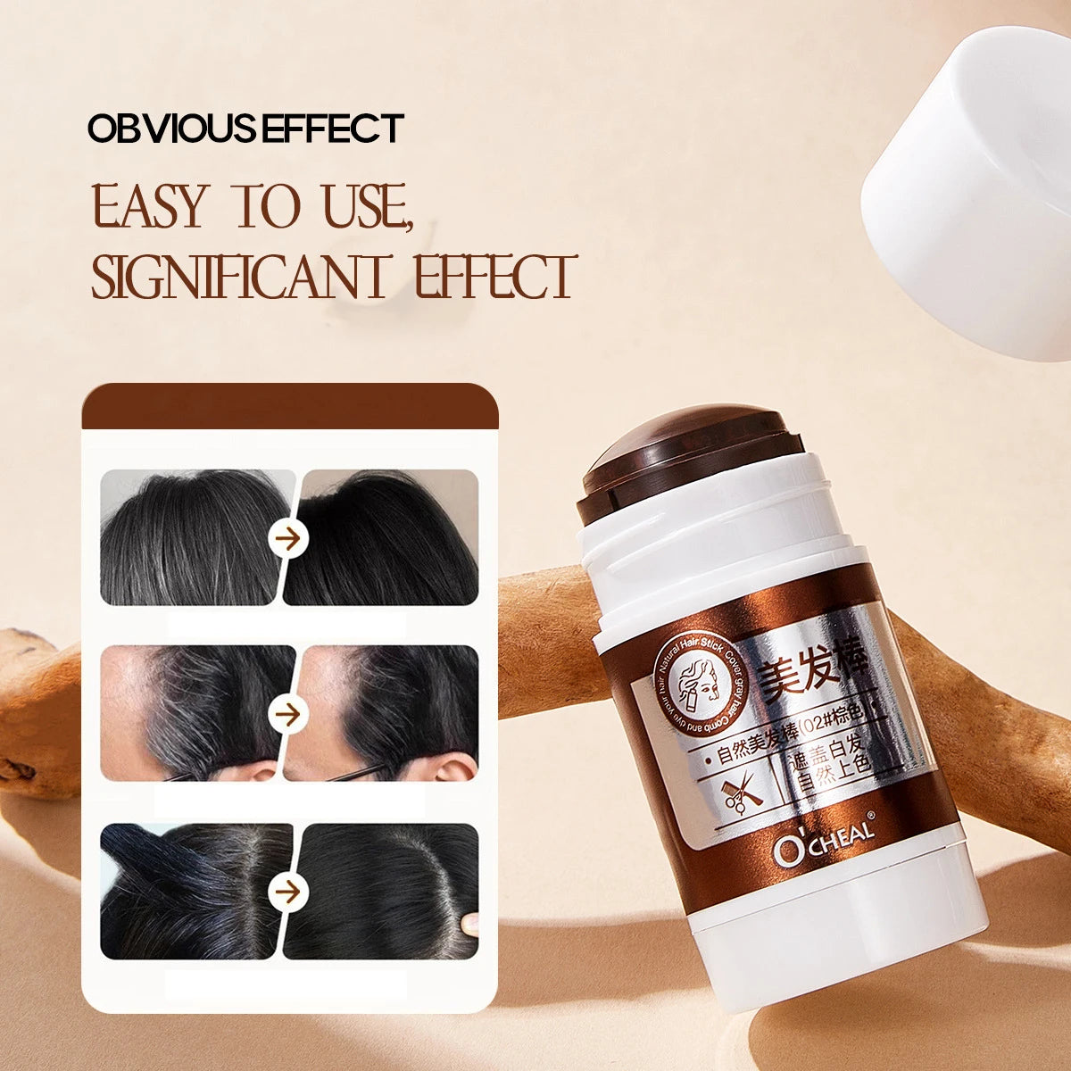 O'CHEAL Waterproof Hair Dye Stick for Gray Hair Coverage