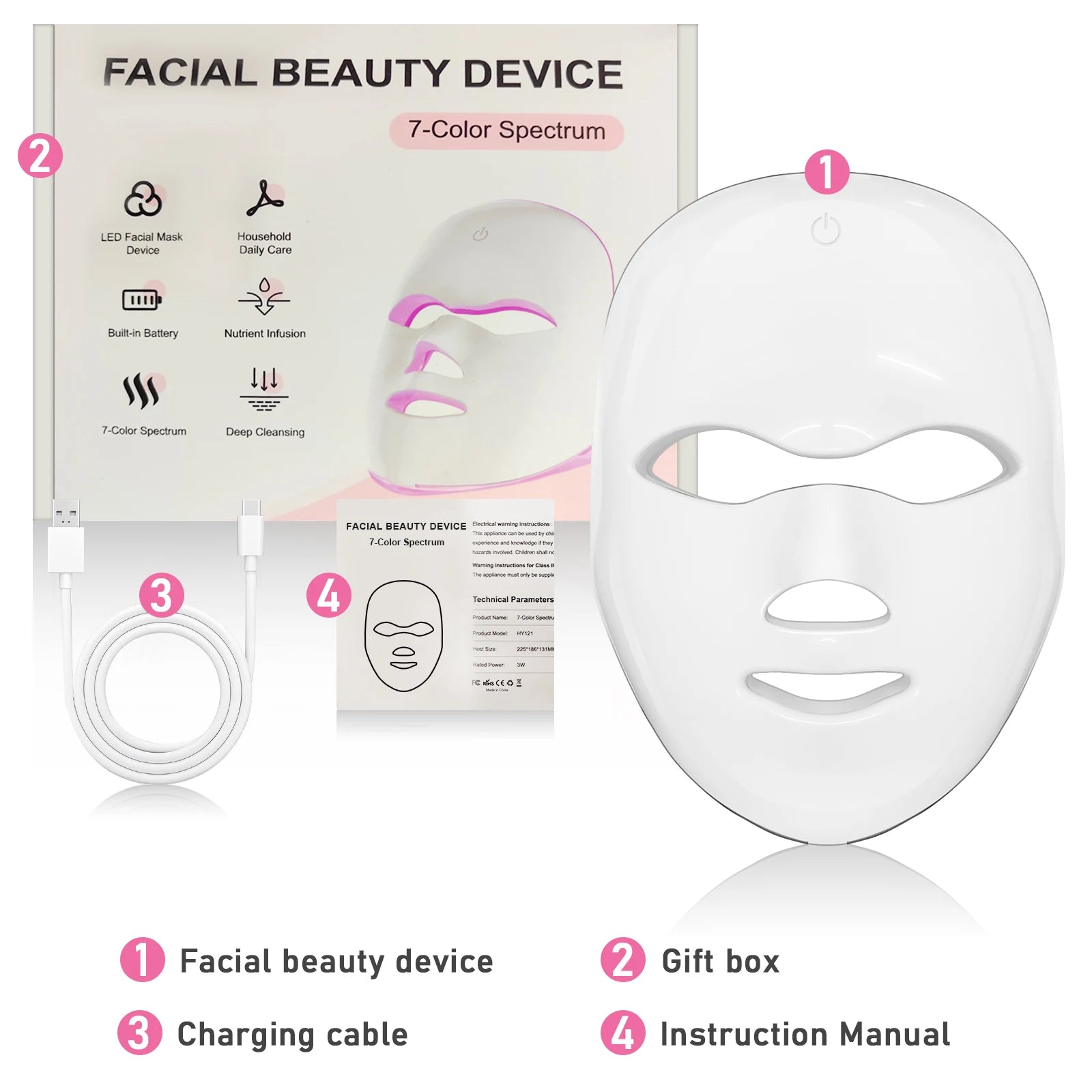 7-Color LED Photon Facial Mask for Skin Rejuvenation - 17
