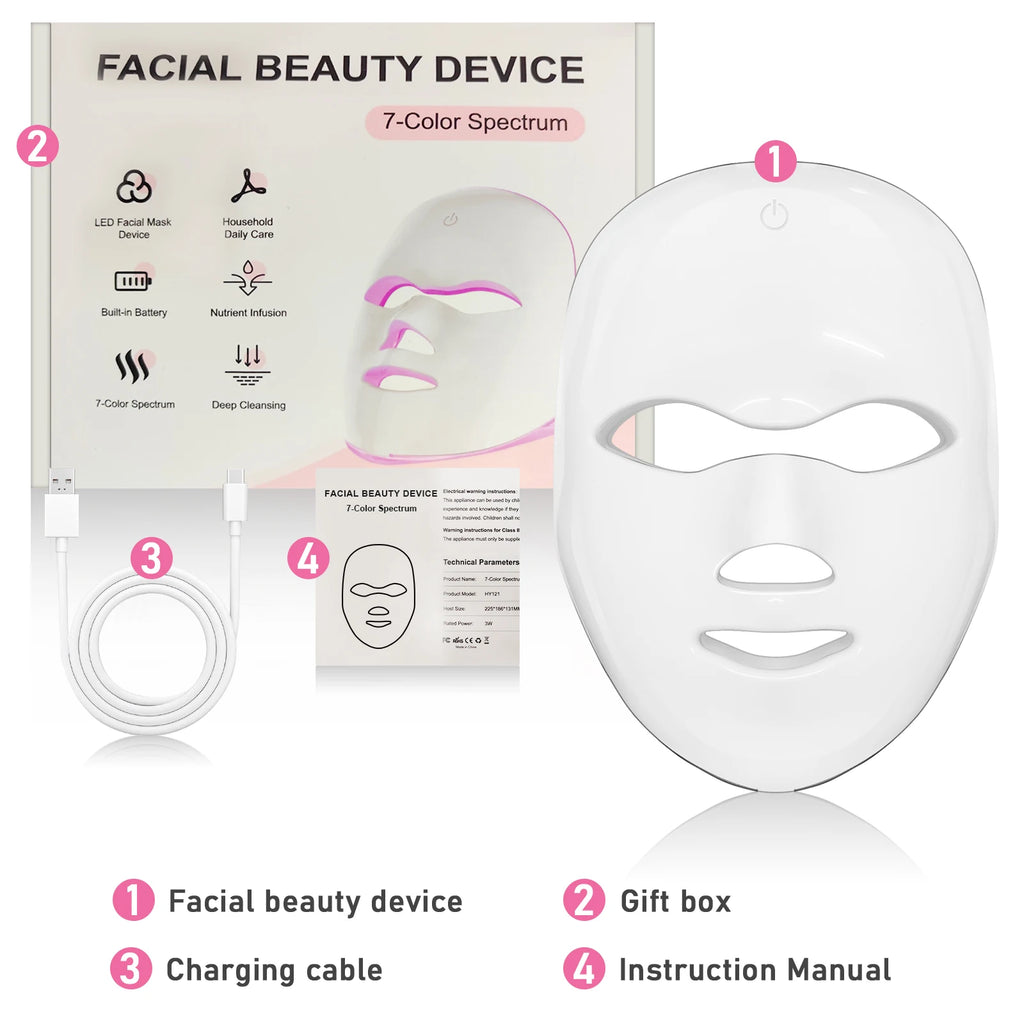 7-Color LED Photon Facial Mask for Skin Rejuvenation