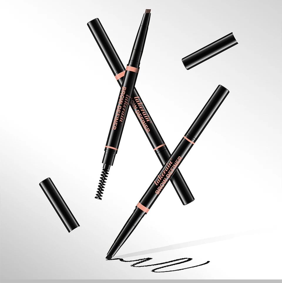 Waterproof Triangular Eyebrow Pencil with Grooming Brush
