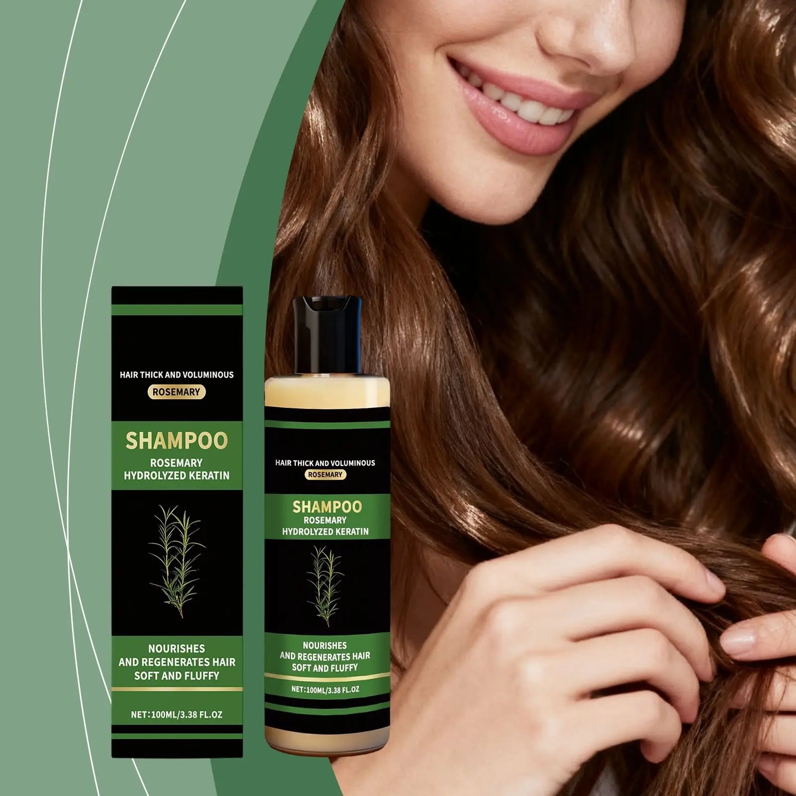 100ml Rosemary Hydrolyzed Keratin Hair Growth and Volumizing Shampoo