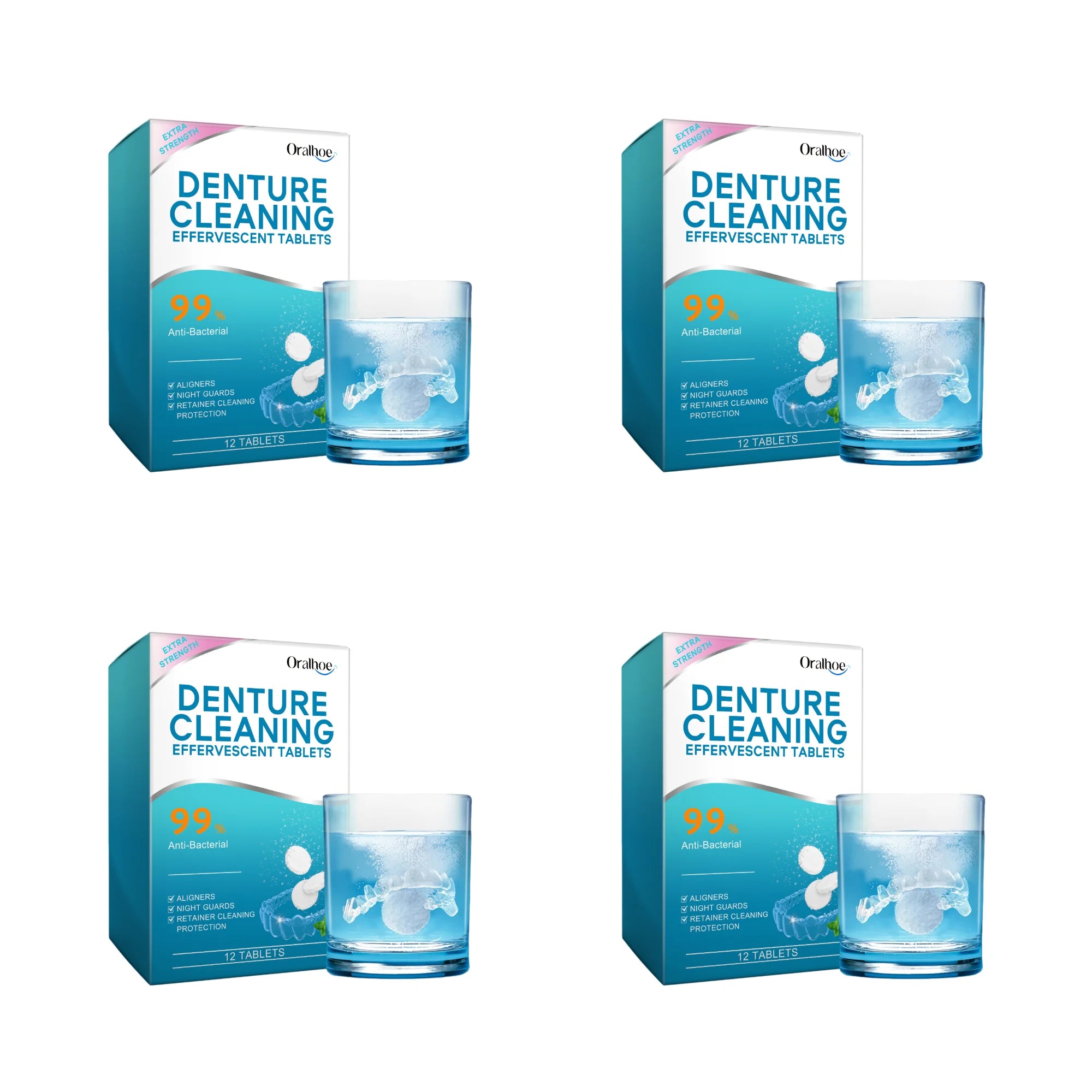 Effervescent Denture Cleaning Tablets for Freshness and Stain Removal - 15
