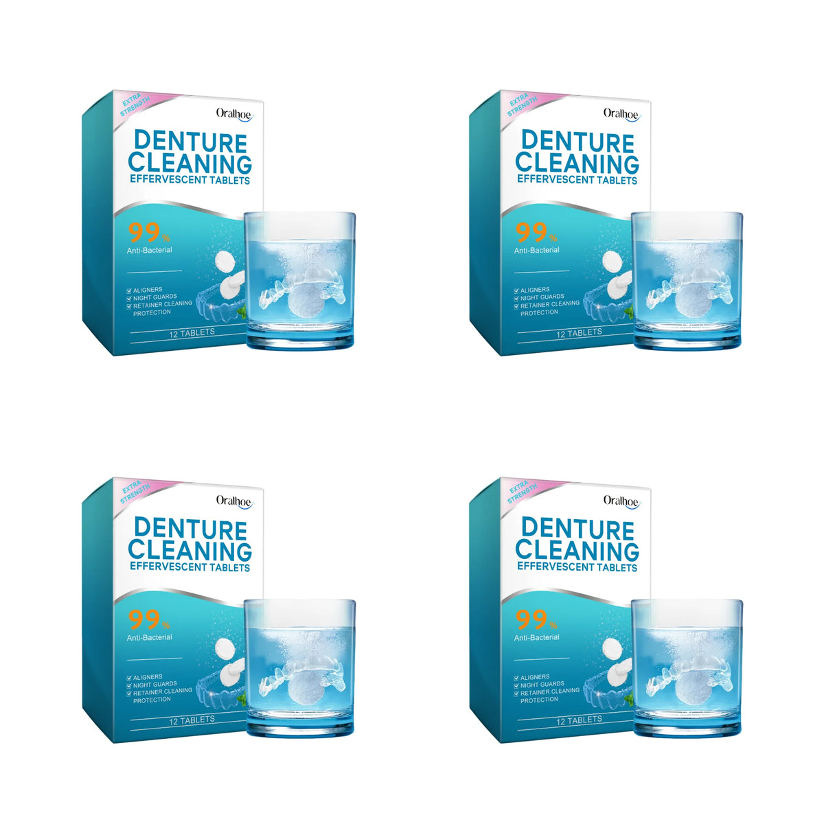 Effervescent Denture Cleaning Tablets for Freshness and Stain Removal
