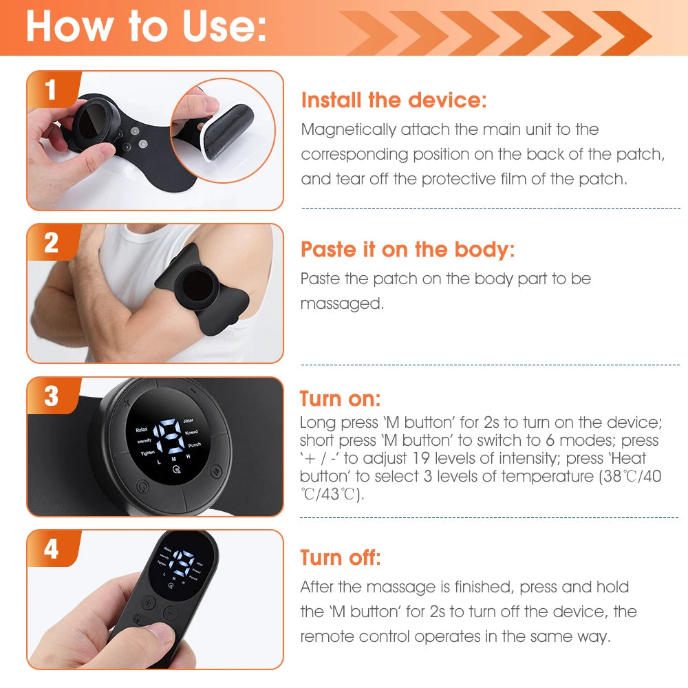 Portable Electric Body Massage Patch with 8 Modes - 24