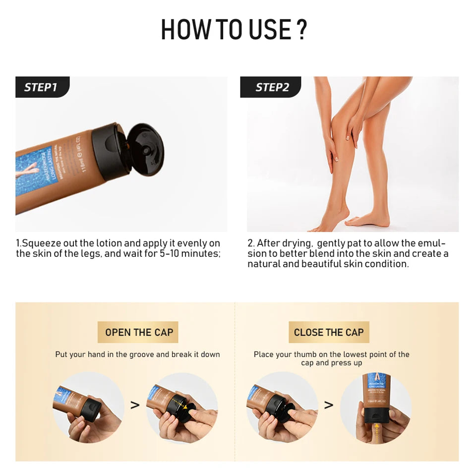 Waterproof Body Foundation and Leg Concealer with Applicator Glove