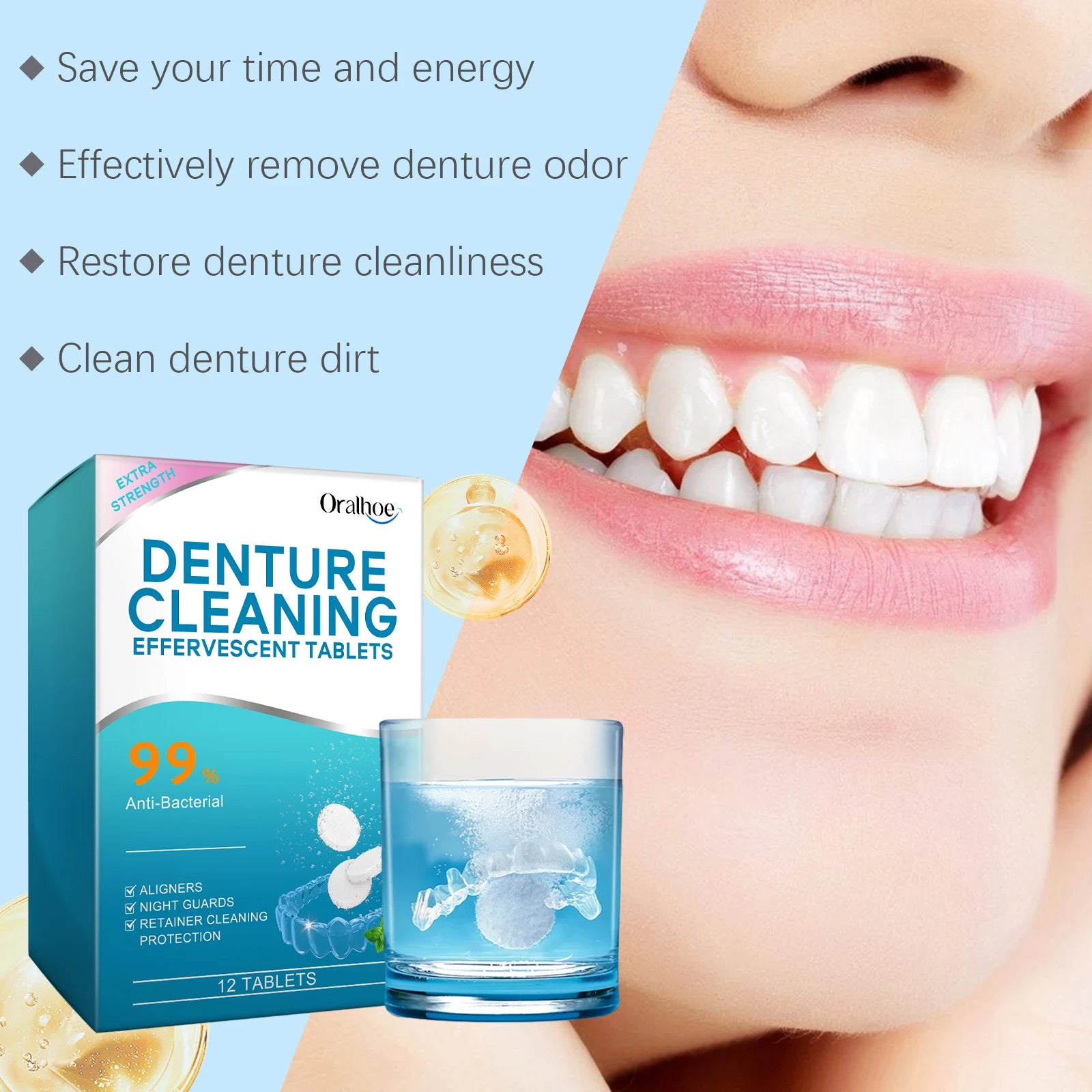 Effervescent Denture Cleaning Tablets for Freshness and Stain Removal - 11