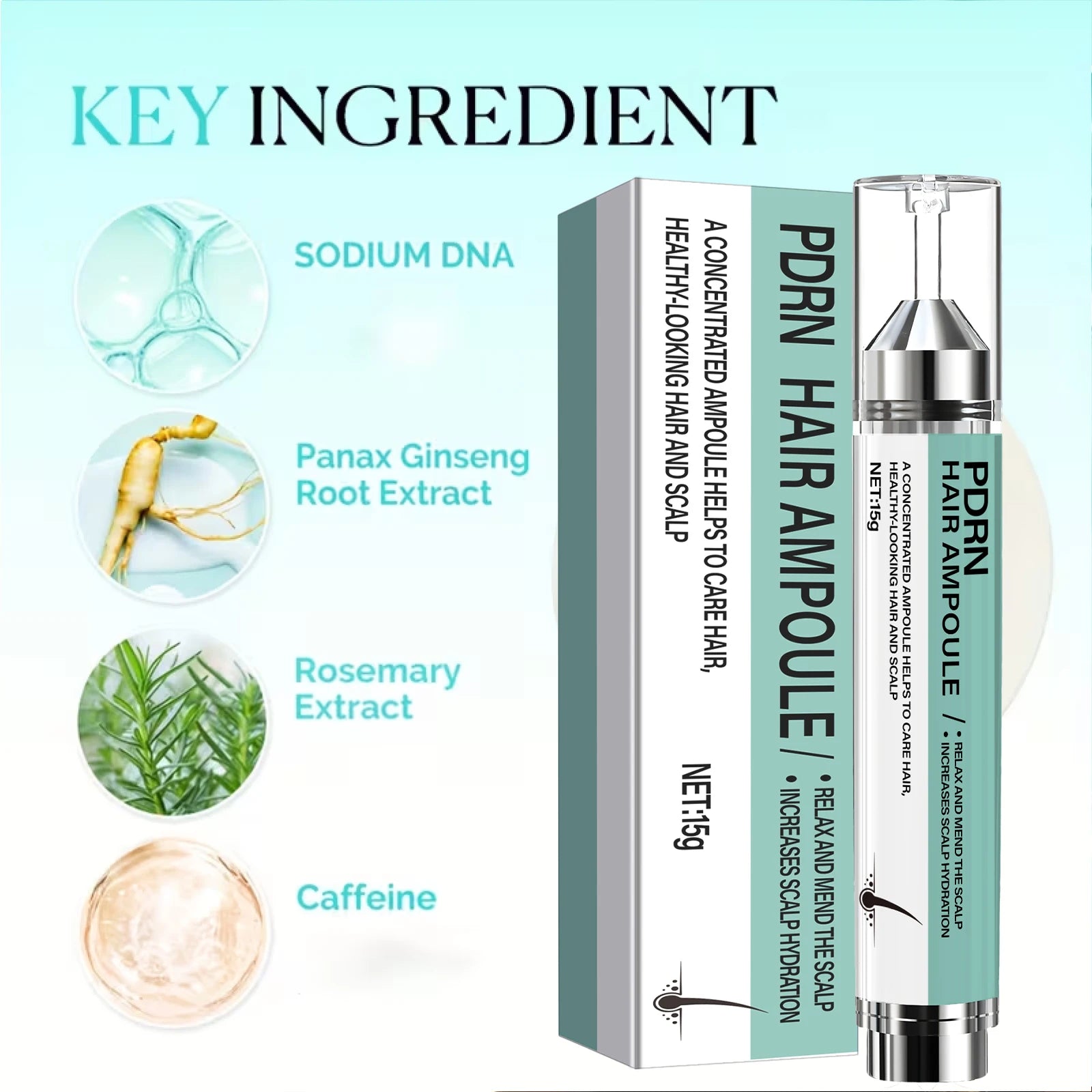 PDRN Hair Ampoule 15g Keratin Biotin Scalp and Hair Treatment