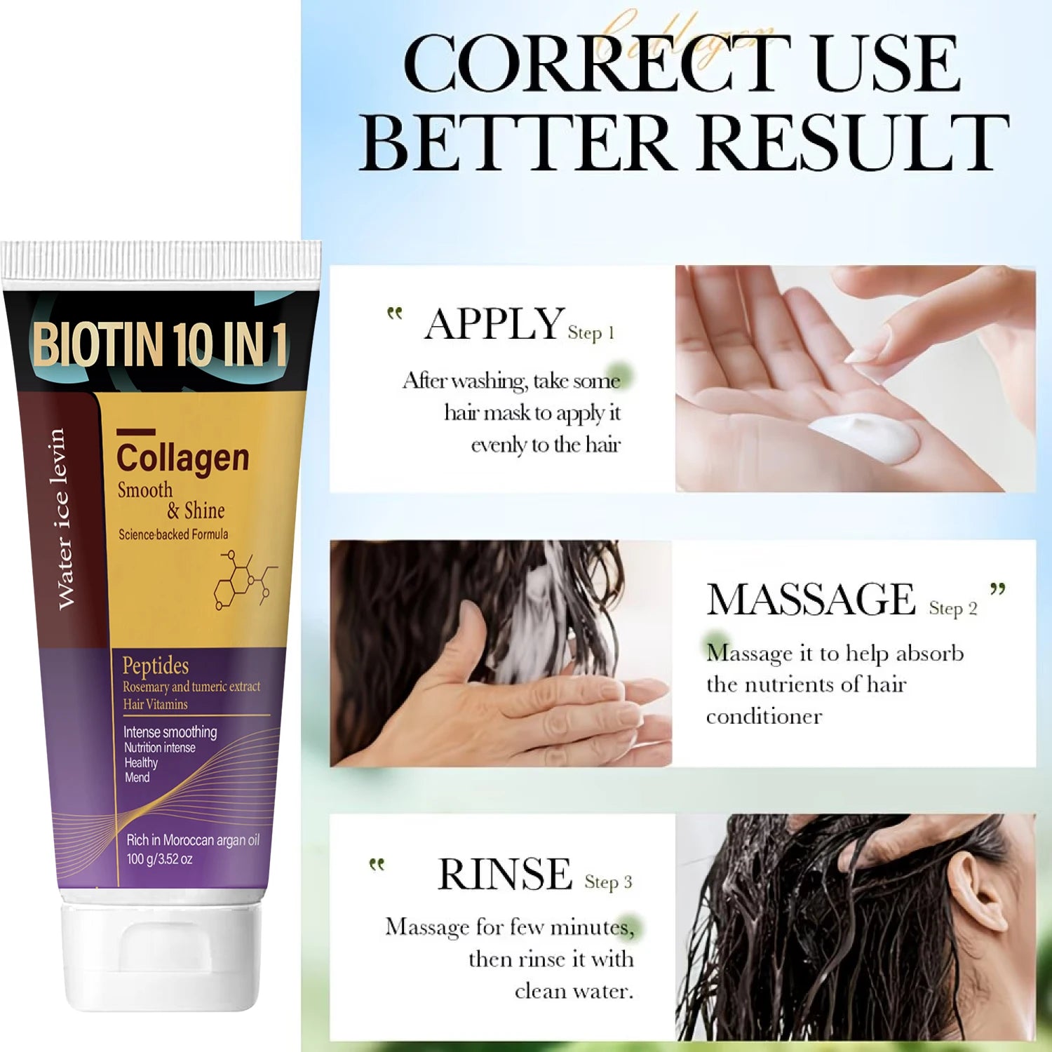 10 in 1 Biotin Collagen Keratin Hair Mask Smoothing Conditioner 100g - 7
