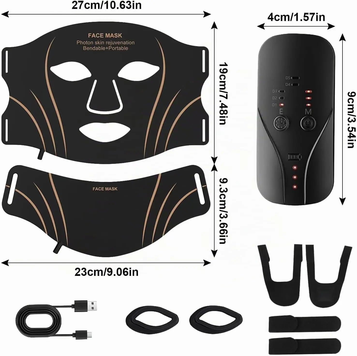 Flexible 7-Color LED Photon Face and Neck Therapy Mask - 15