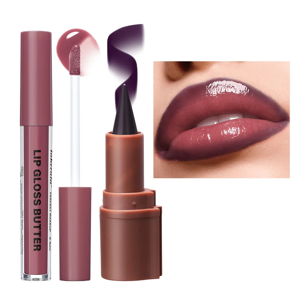 Hydrating Lip Liner and Gloss Makeup Set - 10