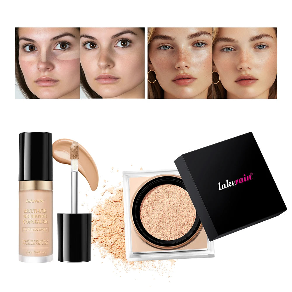 Face Concealer and Matte Setting Powder Makeup Set