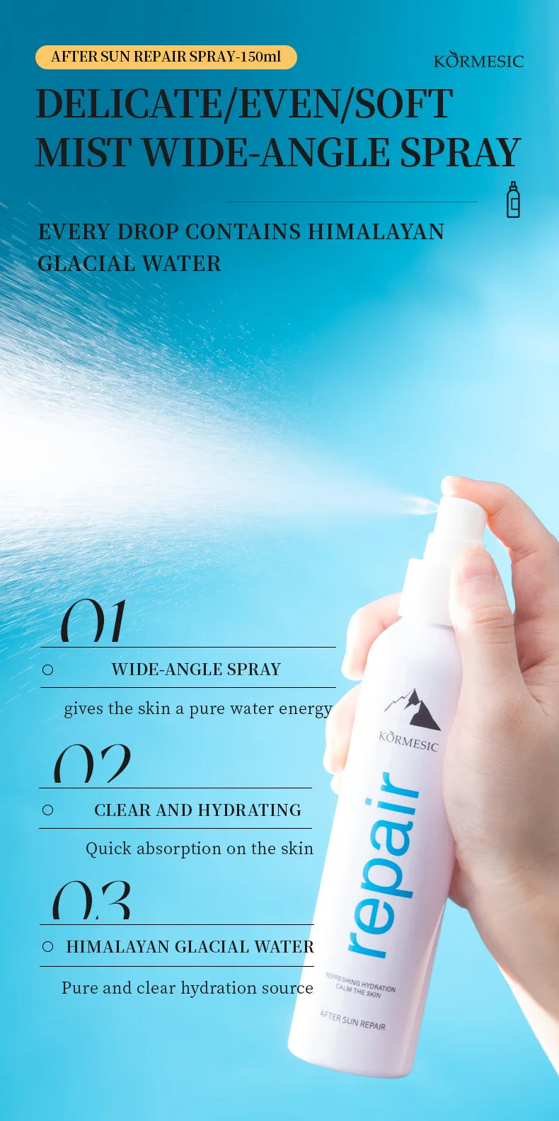 Kormesic Himalayan Glacier Hydrating Moisturizing Face Mist 2 Pack