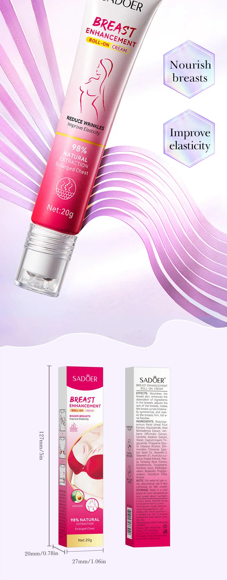 Sadoer Breast Enhancement Care Set Firming Cream and Essential Oil