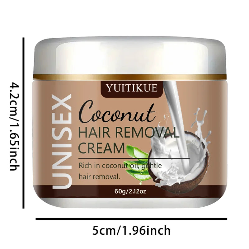 YUITIKUE Coconut Hair Removal Cream Unisex Painless Depilatory Cream 60g