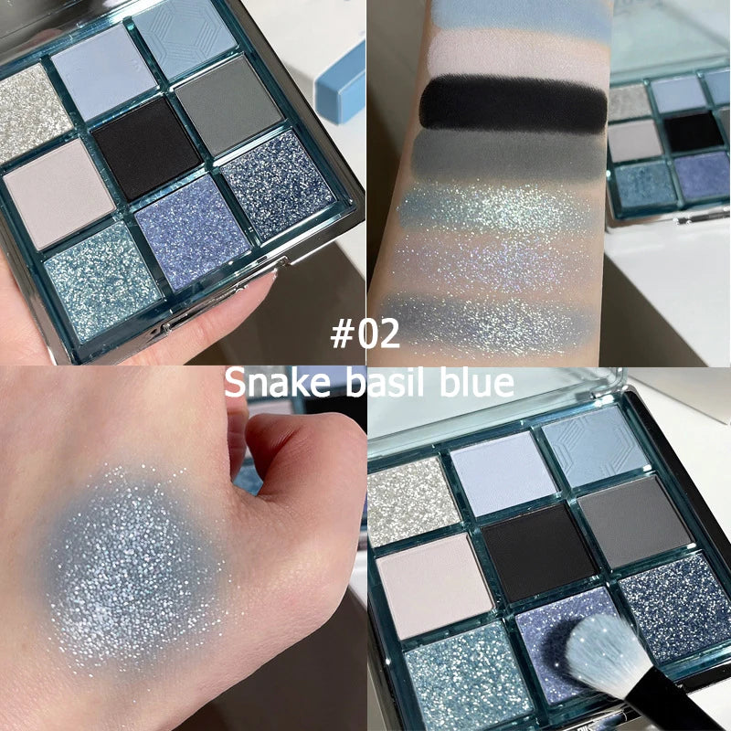 9 Color Eyeshadow Palette Vibrant Glitter and Matte Makeup Kit