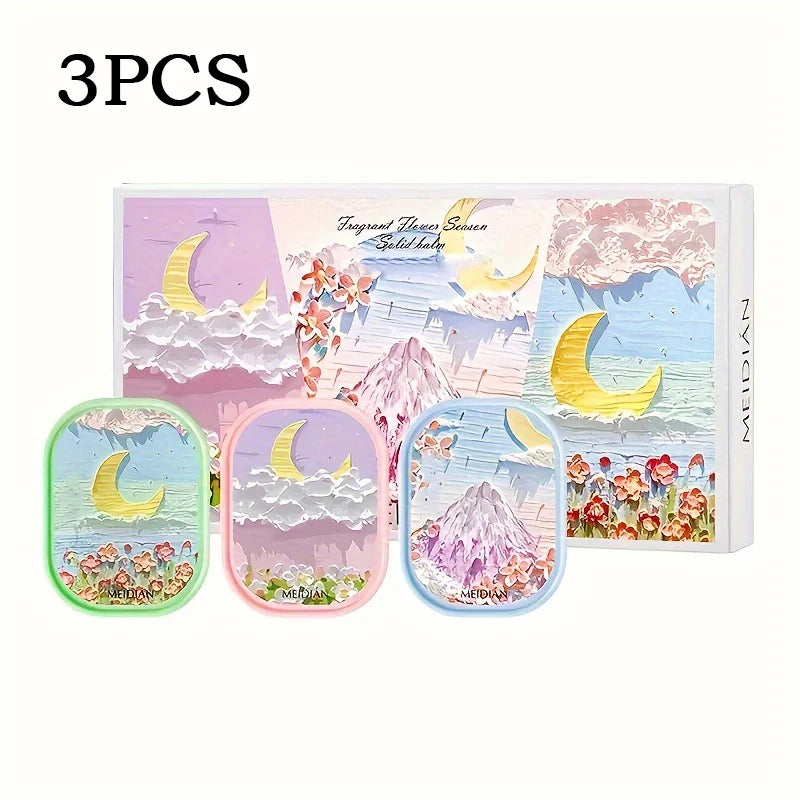 3pc Solid Floral Fragrance Cream Portable Perfume Balm Set - 16