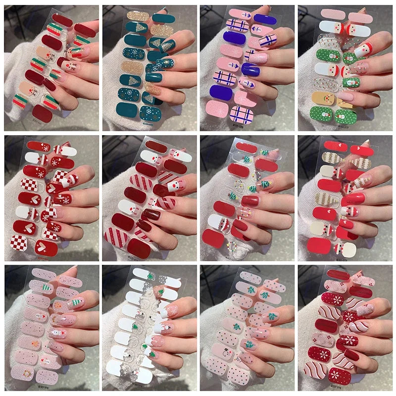 Christmas Semi-Cured Gel Nail Wraps with Winter Snowflake Designs - 5