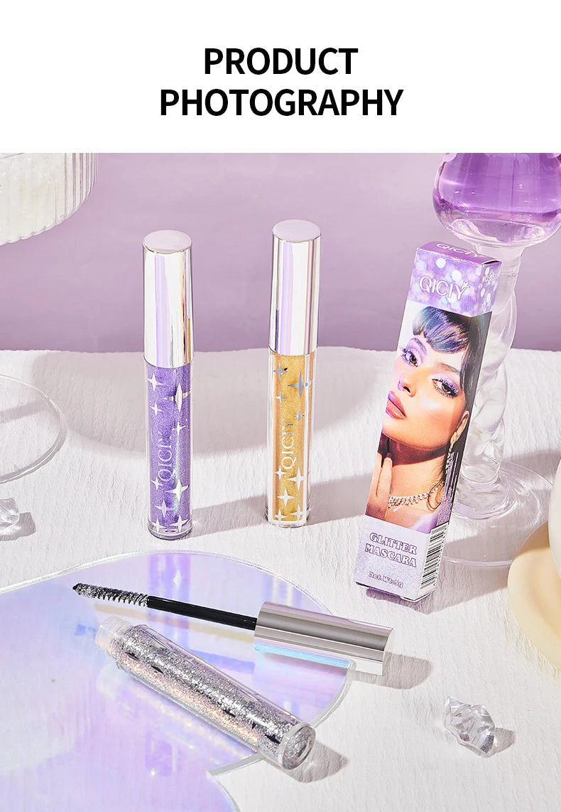 Glitter Mascara Waterproof Shiny Lash Enhancer for Party Makeup