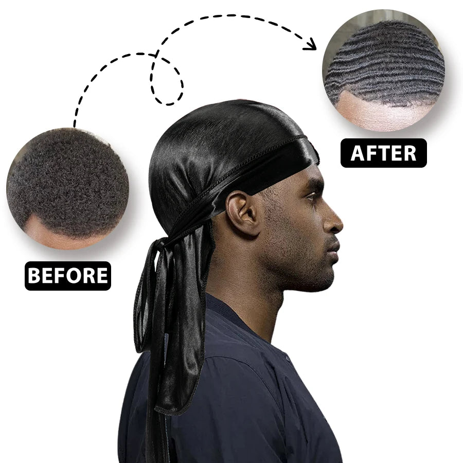 Silk Durag for Men Wave Cap Adjustable Breathable Hair Pirate Hat