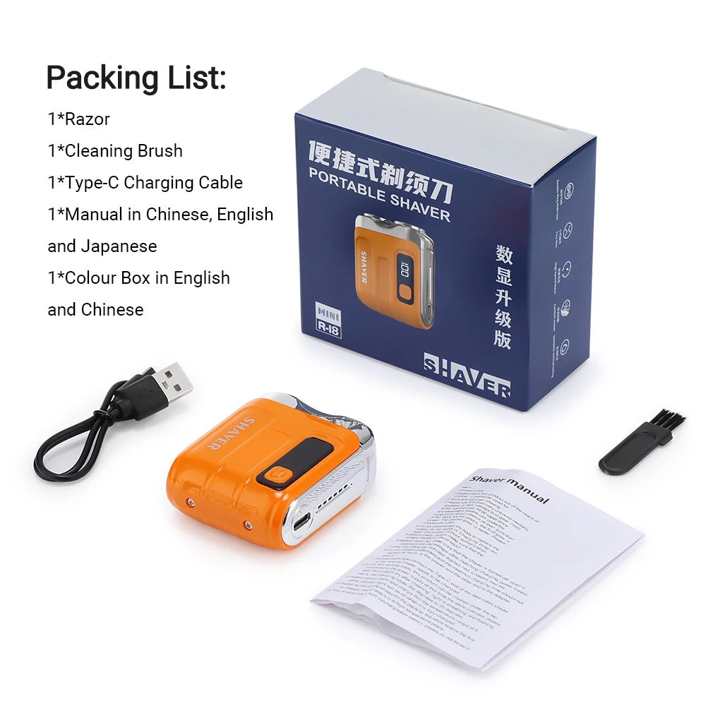 Portable Electric Shaver with LED Display for Wet and Dry Grooming