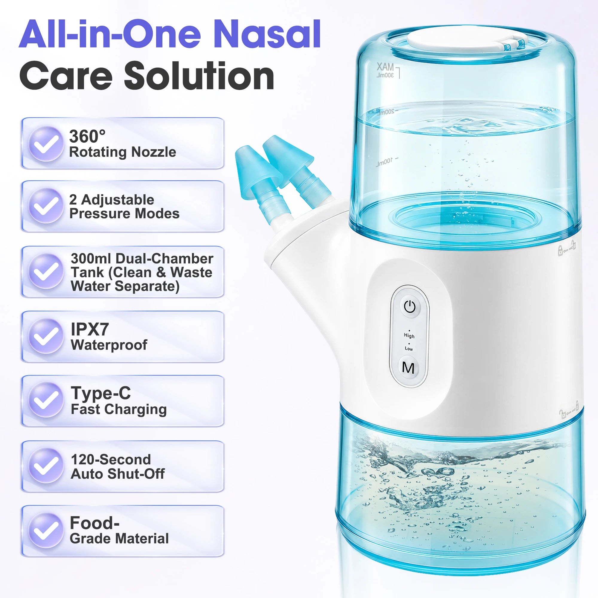Rechargeable Nasal Irrigator for Sinus Relief - 2